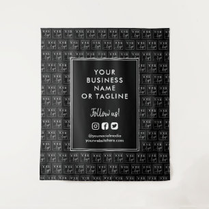 Black Your Logo Pattern Social Media Backdrop Tapestry