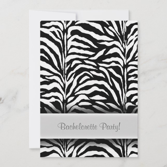 Black Zebra Bachelorette Party Invitations (Front)