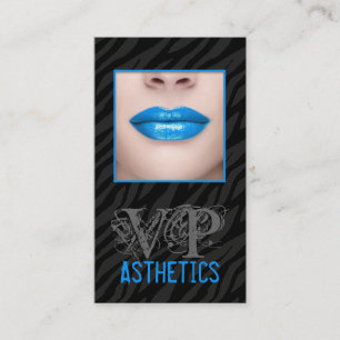 Black Zebra Print Blue Lips Make Up Business Card