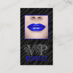 Black Zebra Print Blue Lips Make Up Carte de visit