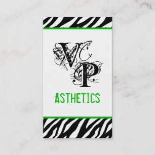 Black Zebra Print Green Carte de visite intérieur