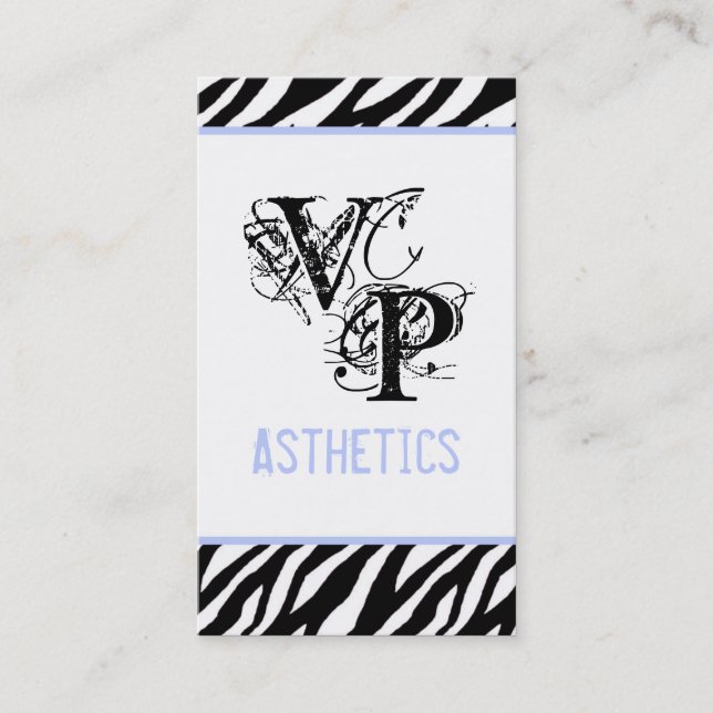 Black Zebra Print Light Blu Interior Business Card (Front)