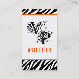 Black Zebra Print Orange Carte de visite intérieur