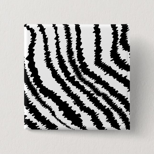 Black Zebra Print Pattern. 2 Inch Square Button (Front)