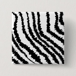 Black Zebra Print Pattern. 2 Inch Square Button