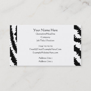 Black Zebra Print Pattern. Business Card