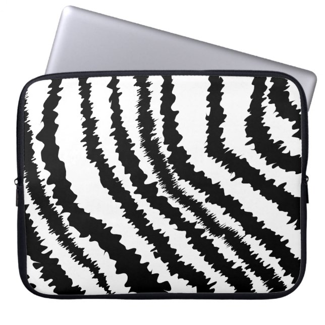 Black Zebra Print Pattern. Laptop Sleeve (Front)