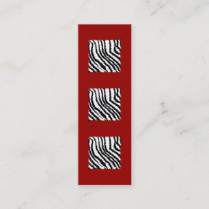 Black Zebra Print Pattern on Deep Red. Mini Business Card