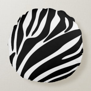 Black Zebra Print Pattern Round Pillow
