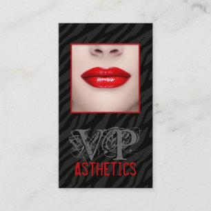 Black Zebra Print Red Lips Make Up Carte de visite