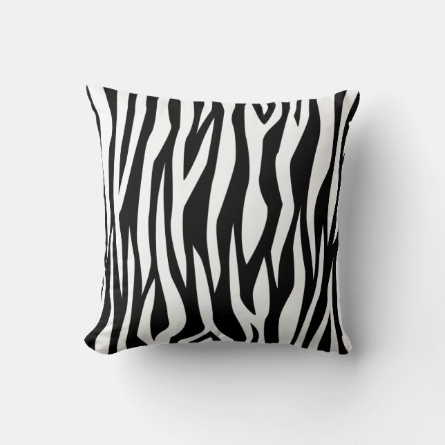 Black Zebra Print Throw Pillow (Front)