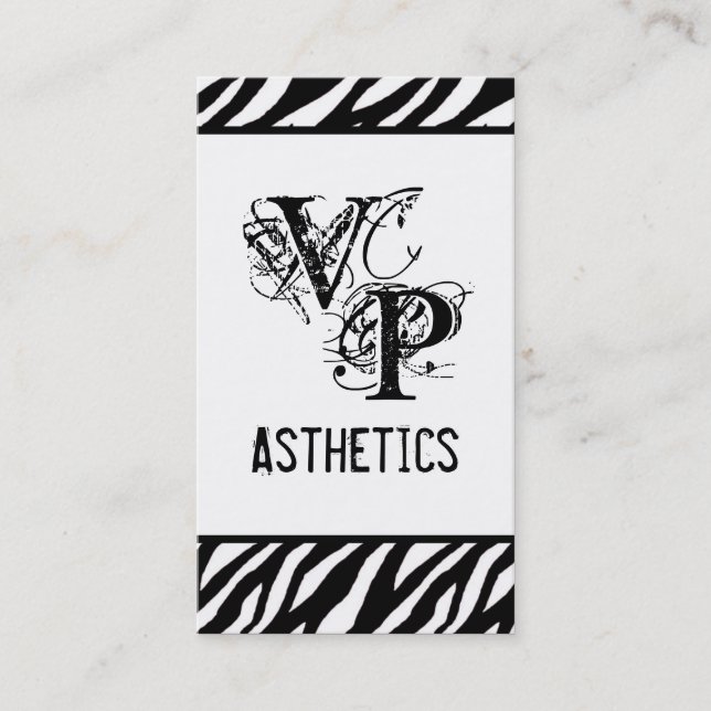 Black Zebra Print White Interior Business Card (Front)