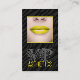 Black Zebra Print Yello Lips Make Carte de visite
