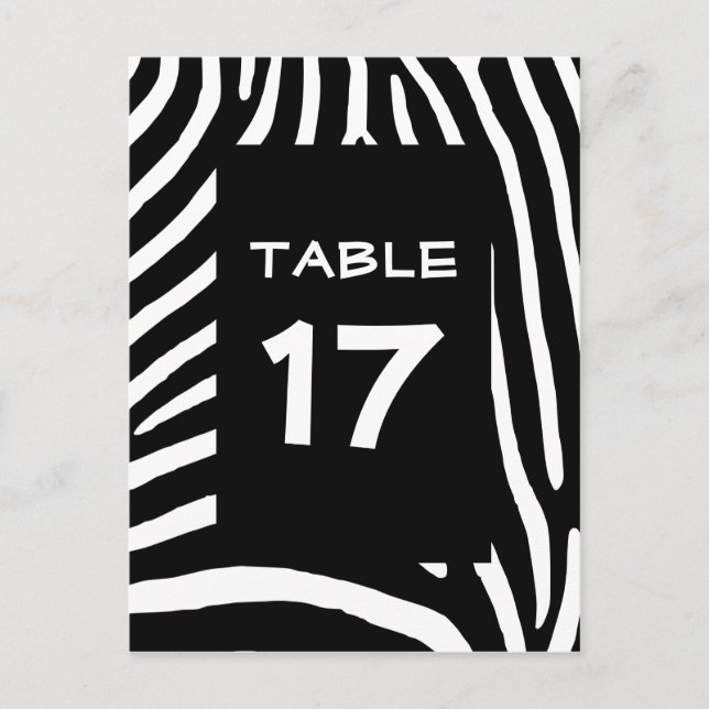 Black Zebra Stripes Table Number Postcard (Front)