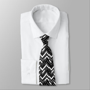 Black Zig Zag Cravate masculine