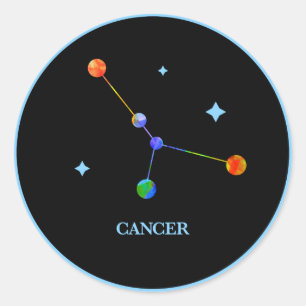 Black Zodiac Cancer Rainbow Sticker