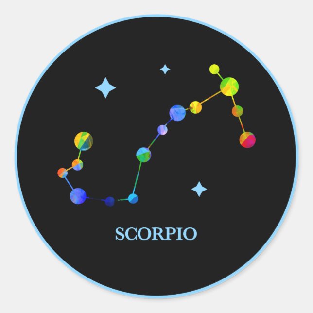 Black Zodiac Scorpio Rainbow Sticker (Front)