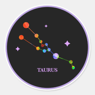 Black Zodiac Taurus Rainbow Sticker