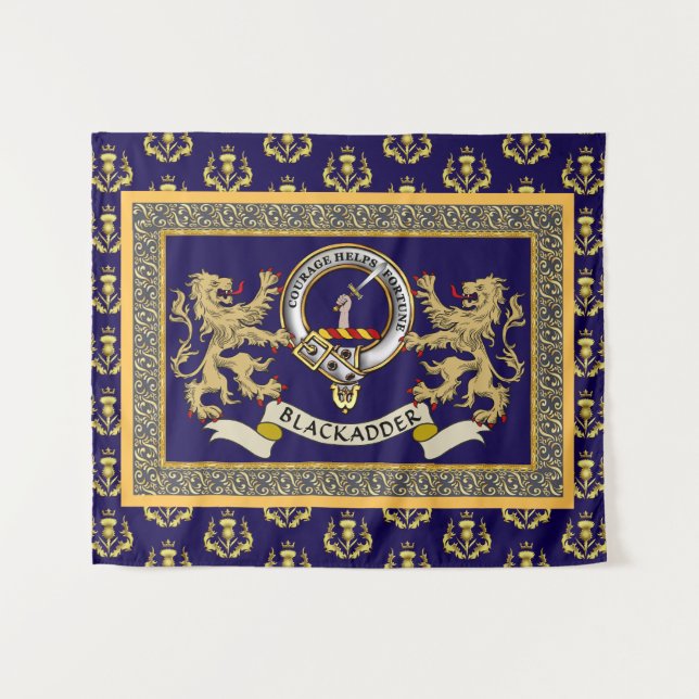 Blackadder Clan Badge Personalized Blue Tapestry (Front (Horizontal))