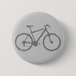blackandwhite checked bike 2 inch round button