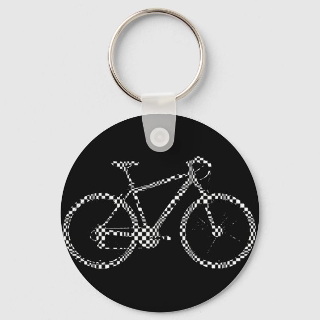 blackandwhite checked bike keychain (Front)