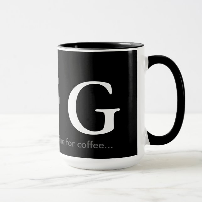 blackandwhite initials name letters mug (Right)