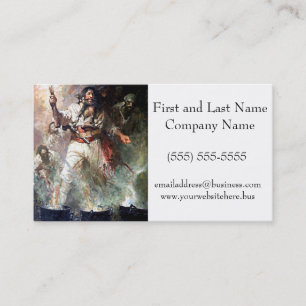 Blackbeard on Fire Pirate Illustration Business Card
