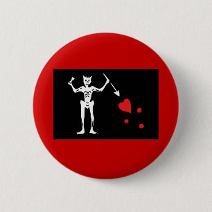 Blackbeard Pirate FLag 2 Inch Round Button