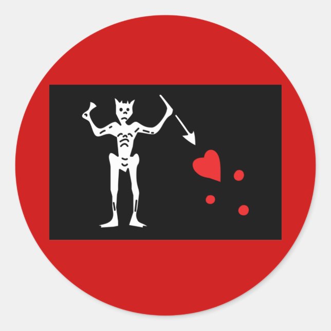 Blackbeard Pirate FLag Classic Round Sticker (Front)