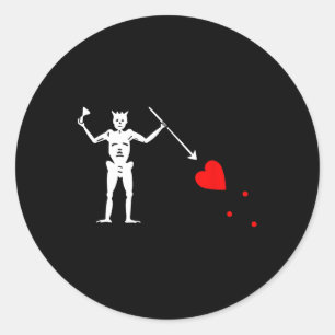 Blackbeard Pirate Flag Jolly Roger Skeleton Hallow Classic Round Sticker