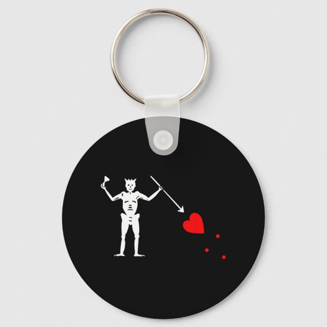 Blackbeard Pirate Flag Jolly Roger Skeleton Hallow Keychain (Front)
