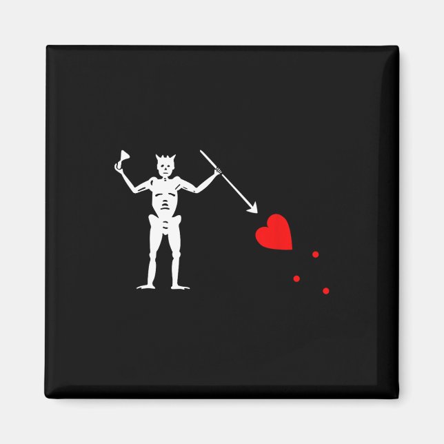 Blackbeard Pirate Flag Jolly Roger Skeleton Hallow Magnet (Front)