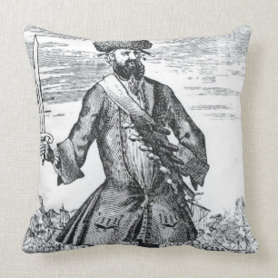 Blackbeard the Pirate, from 'A General History of Throw Pillow