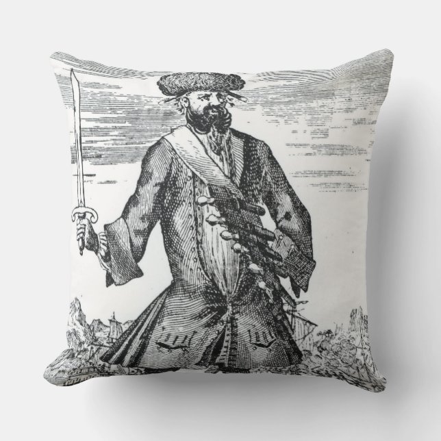 Blackbeard the Pirate, from 'A General History of Throw Pillow (Front)