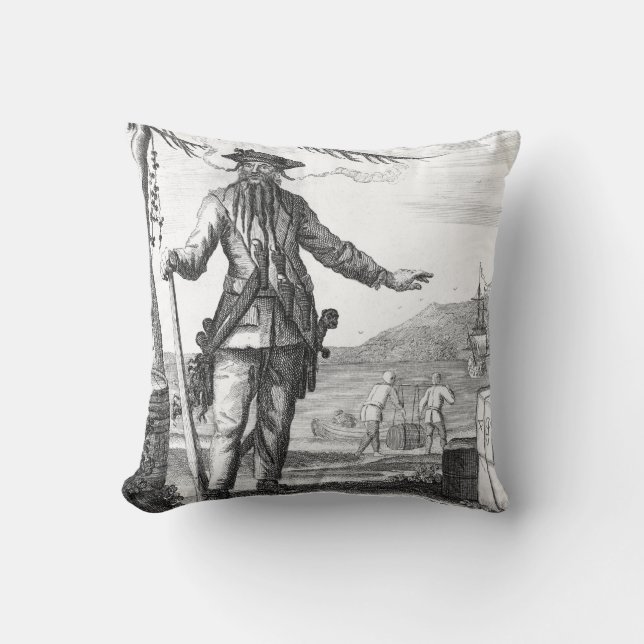 Blackbeard Throw Pillow (Front)