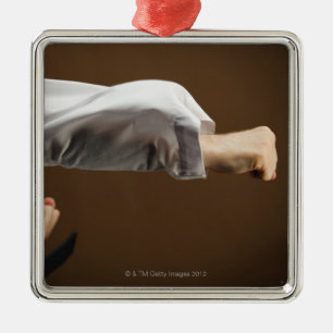 Blackbelt Doing Front Punch Metal Ornament
