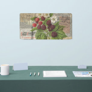 Blackberries Floral Garden Flower Butterfly Art Banner
