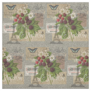 Blackberries Floral Garden Flower Butterfly Art Fabric