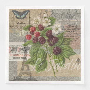 Blackberries Floral Garden Flower Butterfly Art Napkin