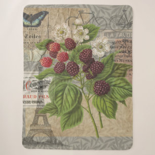 Blackberries Floral Garden Flower Butterfly Art Sherpa Blanket
