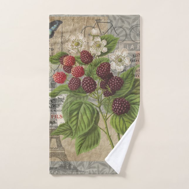 Blackberries Floral Garden Flower Papillon Art (Serviette à main)