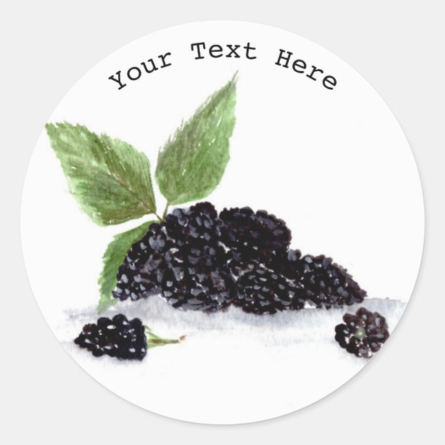 Blackberries fruits watercolor berries food classi classic round sticker (Front)