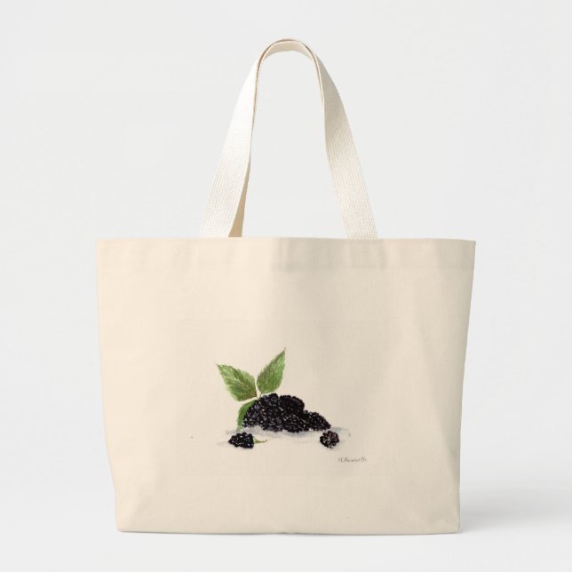 Blackberries fruits watercolour painting large tote bag (Front)