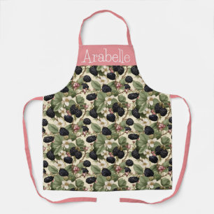 Blackberries Green Leaves Pattern Art Apron