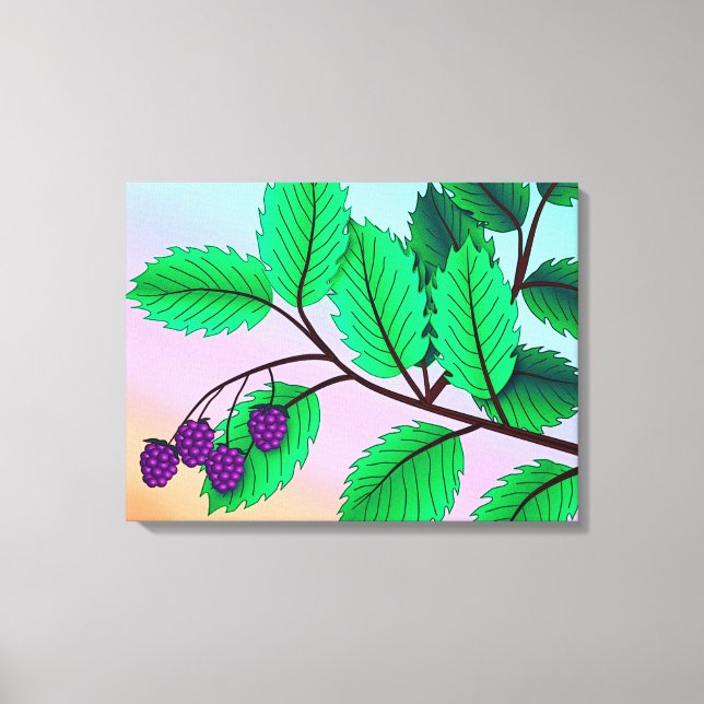 Blackberries on a Branch Canvas Print (Front)