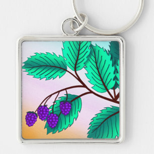 Blackberries on a branch keychain