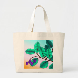 Blackberries on a branch large tote bag
