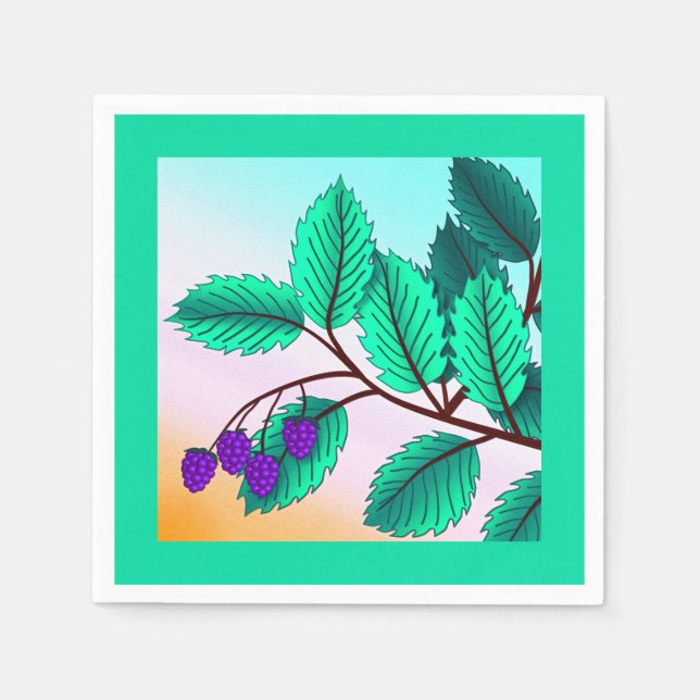 Blackberries on a branch napkin (Front)