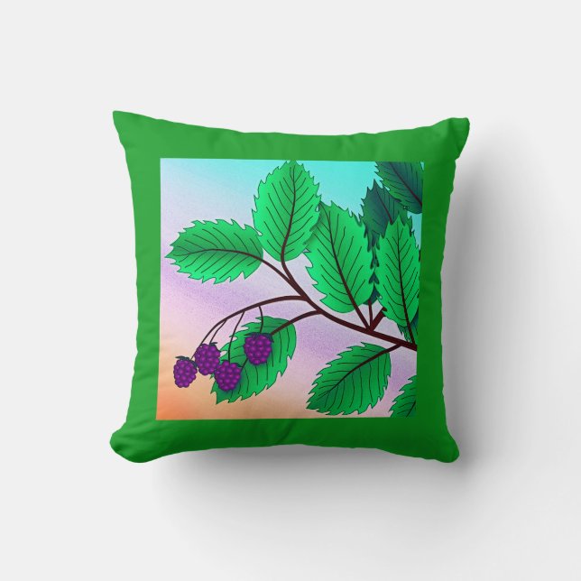 Blackberries on a branch throw pillow (Front)