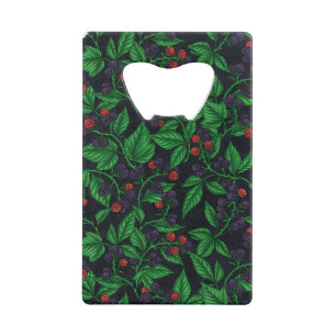 Blackberries on dark gray credit card bottle opener